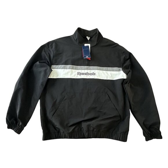 Reebok Classics Ivory League Retro Track Jacket Black Mens L, 1/4 Zip New - Picture 1 of 15